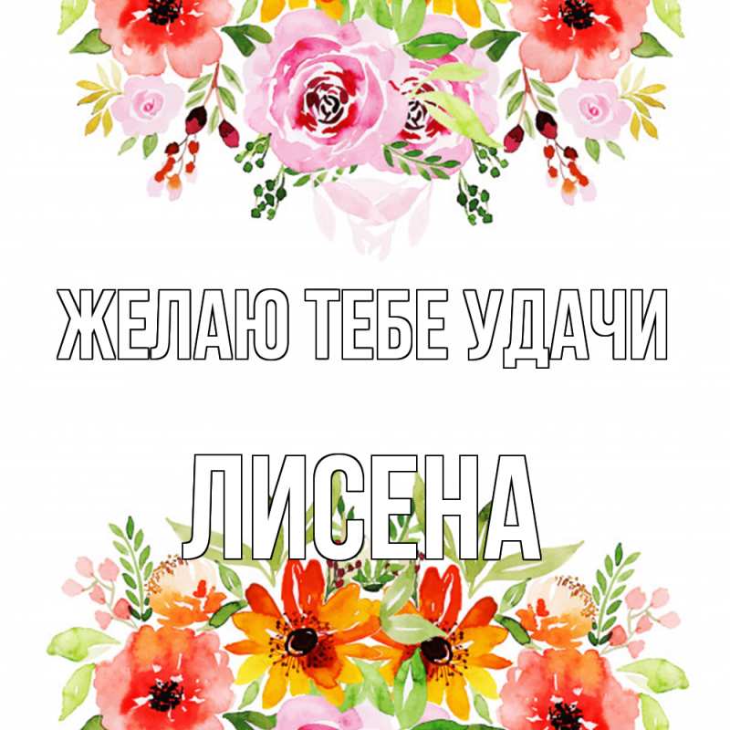 Картинка Желаю тебе удачи, Лисена
