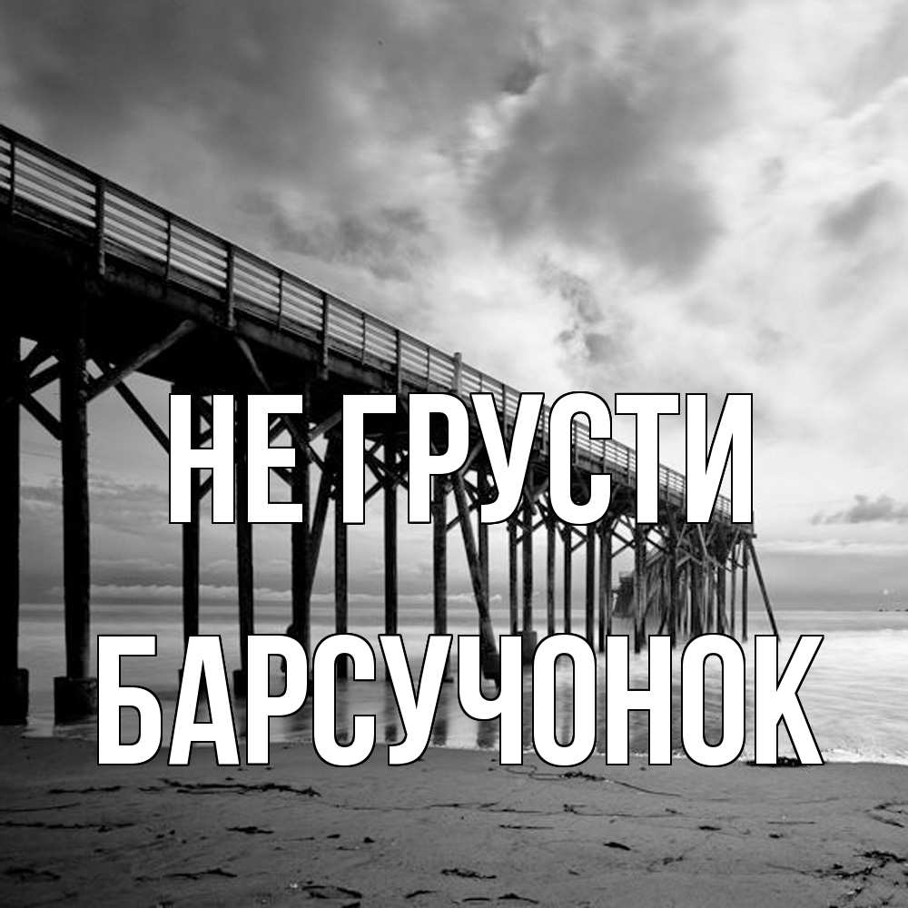 Открытка на каждый день с именем, Барсучонок Не грусти вода и пляж под мостом Прикольная открытка с пожеланием онлайн скачать бесплатно 