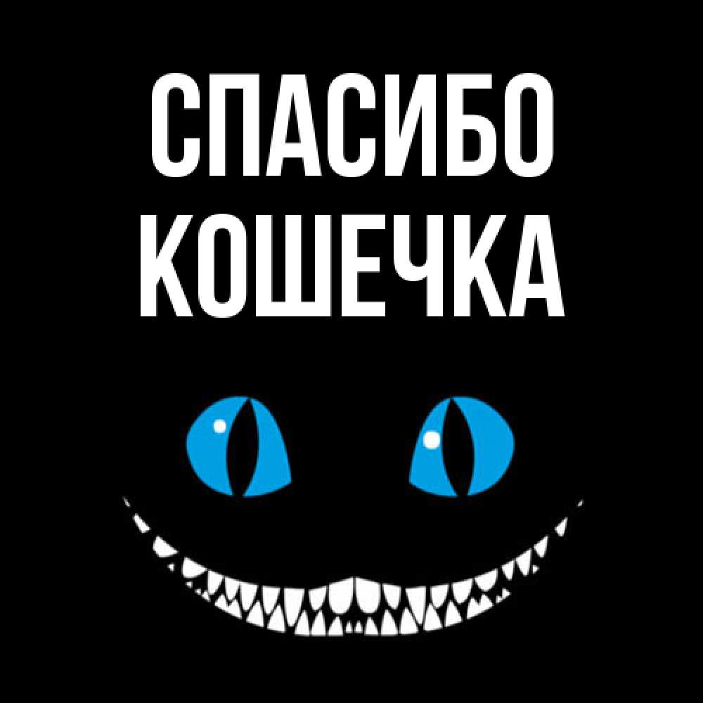 Открытка на каждый день с именем, кошечка Спасибо благодарю от чеширика Прикольная открытка с пожеланием онлайн скачать бесплатно 