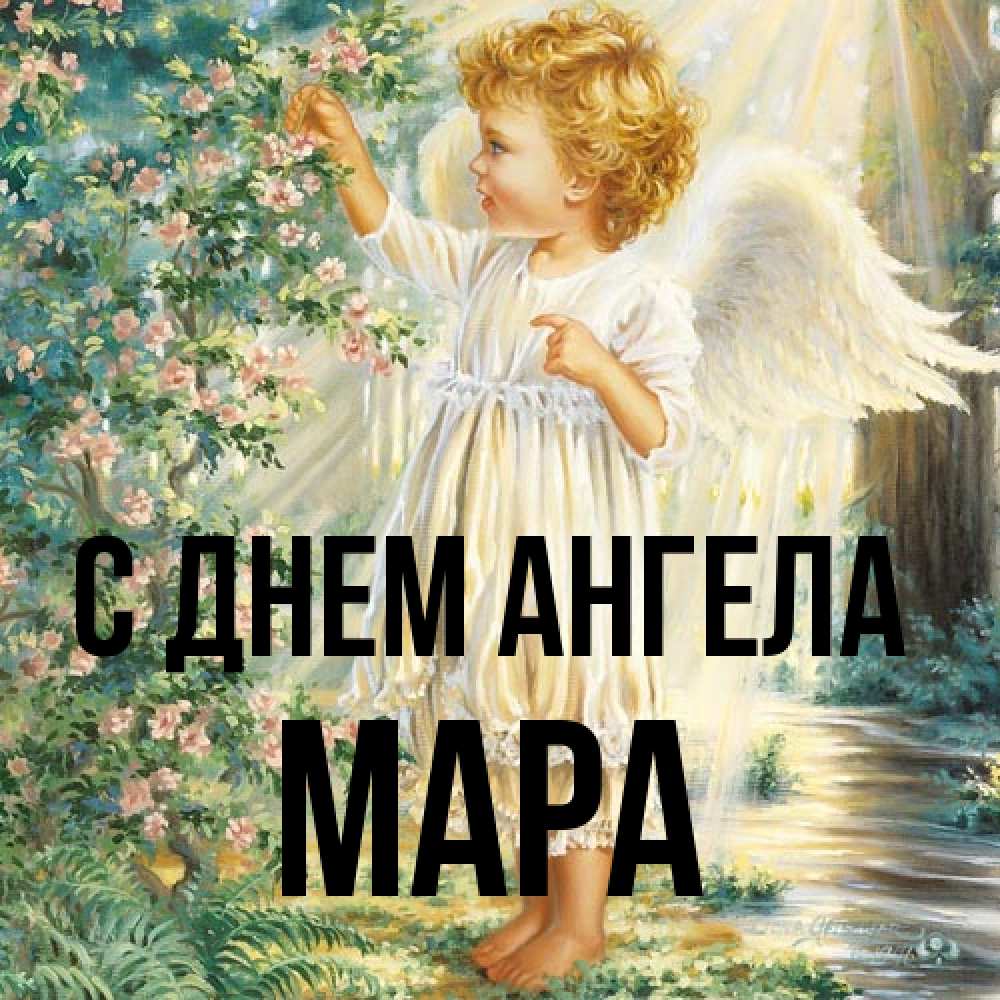 Открытка на каждый день с именем, Мара С днем ангела собирает цветы Прикольная открытка с пожеланием онлайн скачать бесплатно 