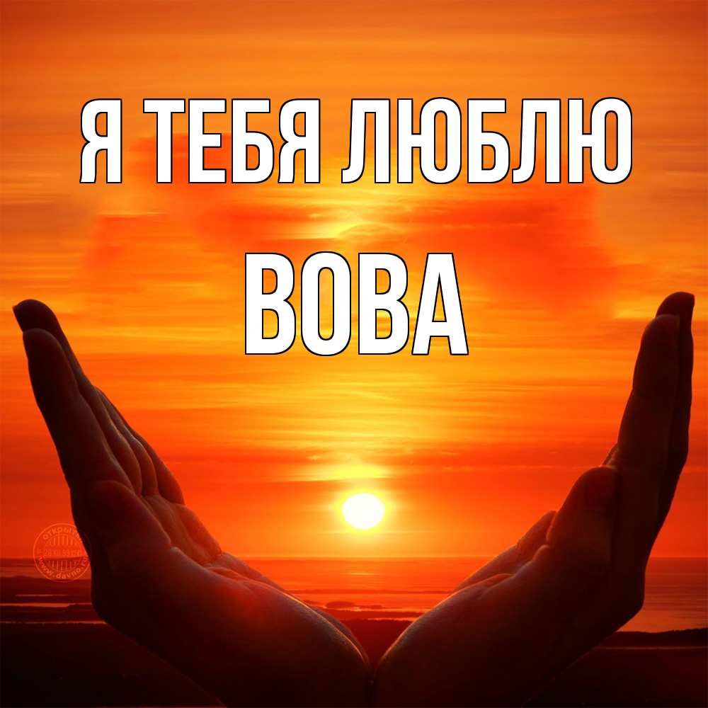Открытка на каждый день с именем, Вова Я тебя люблю в руках Прикольная открытка с пожеланием онлайн скачать бесплатно 