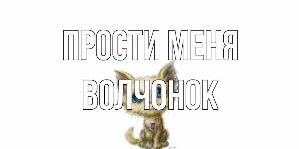 Открытка на каждый день с именем, Волчонок Прости меня прости меня открытка с котиком Прикольная открытка с пожеланием онлайн скачать бесплатно 