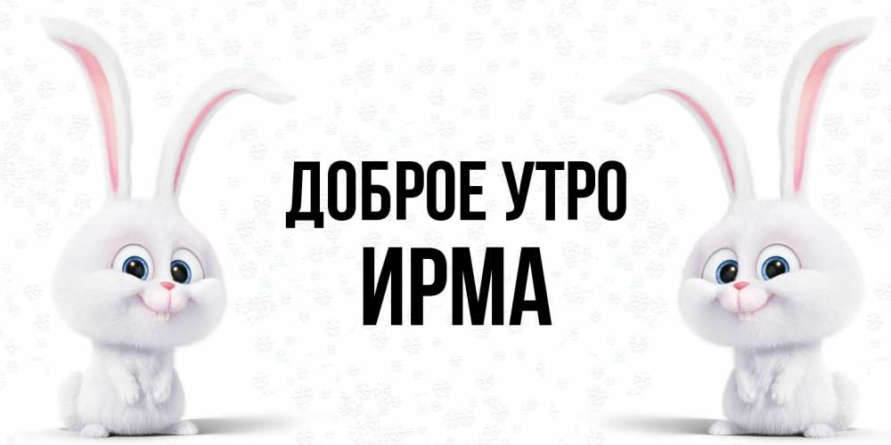 Открытка на каждый день с именем, Ирма Доброе утро кролики с длинными ушками Прикольная открытка с пожеланием онлайн скачать бесплатно 