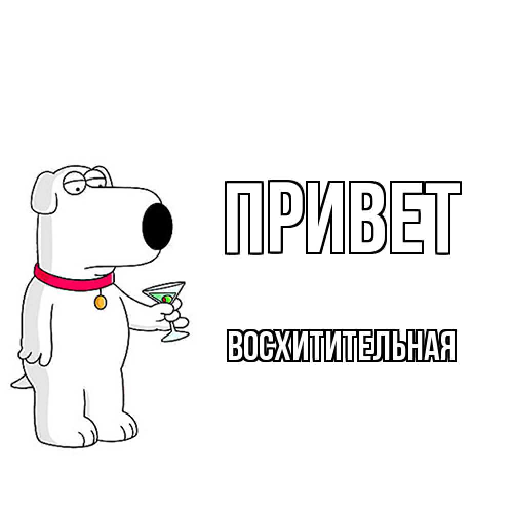 Открытка на каждый день с именем, восхитительная Привет собака и коктейль Прикольная открытка с пожеланием онлайн скачать бесплатно 