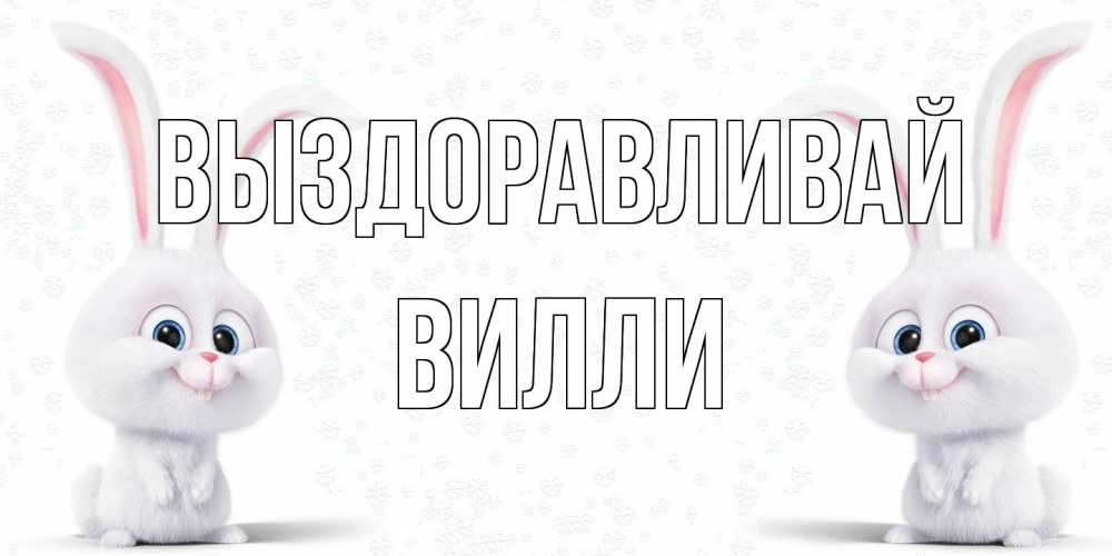 Открытка на каждый день с именем, Вилли Выздоравливай не болей с зайцем Прикольная открытка с пожеланием онлайн скачать бесплатно 