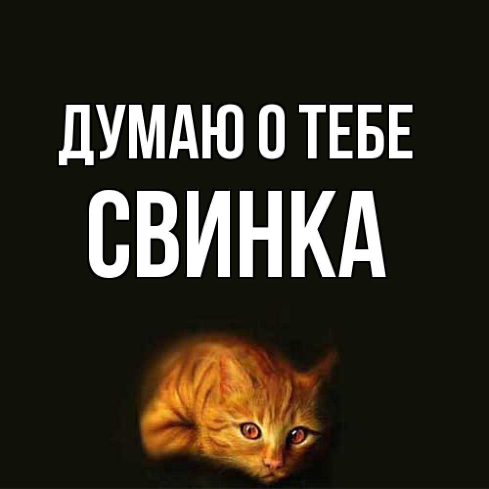 Открытка на каждый день с именем, Свинка Думаю о тебе рыжий Прикольная открытка с пожеланием онлайн скачать бесплатно 