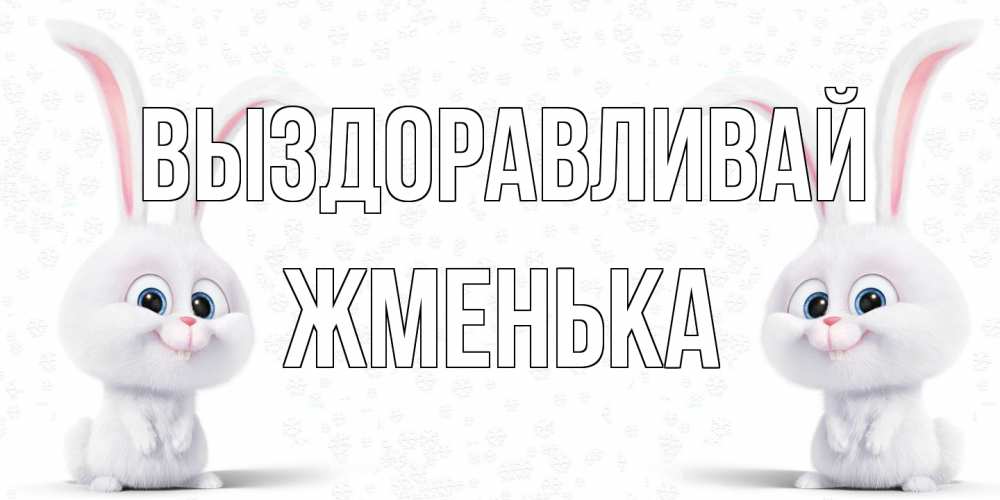 Открытка на каждый день с именем, Жменька Выздоравливай не болей с зайцем Прикольная открытка с пожеланием онлайн скачать бесплатно 