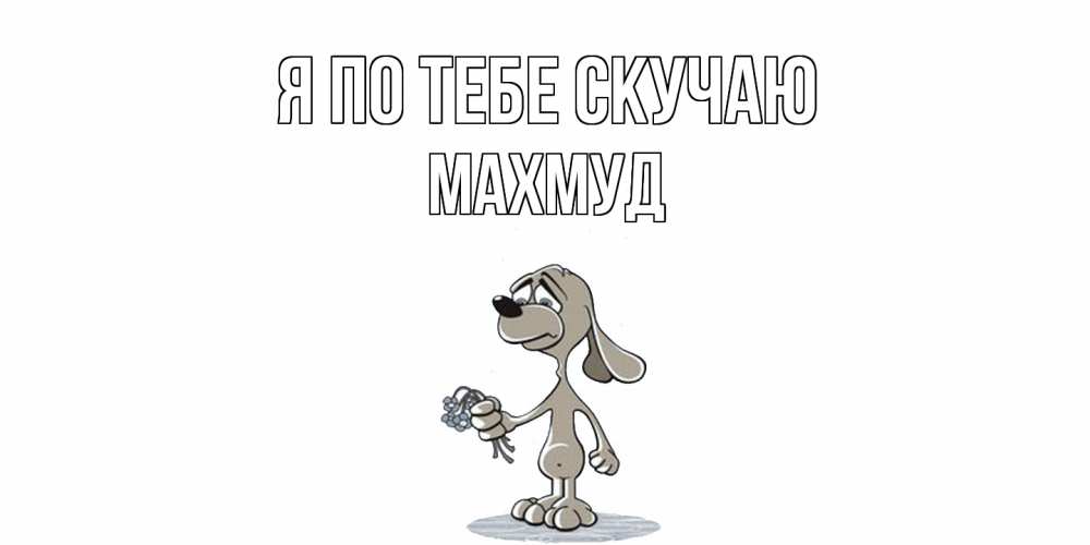 Открытка на каждый день с именем, Махмуд Я по тебе скучаю я по тебе скучаю с песиком Прикольная открытка с пожеланием онлайн скачать бесплатно 