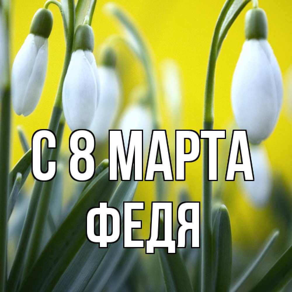 Открытка на каждый день с именем, Федя C 8 МАРТА весенние цветы Прикольная открытка с пожеланием онлайн скачать бесплатно 