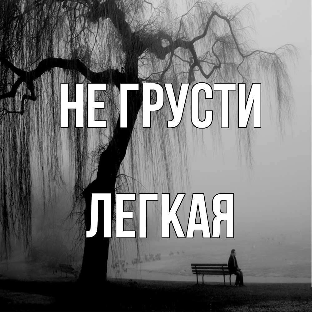 Открытка на каждый день с именем, Легкая Не грусти висящие ветки дерева и лавочка под деревом Прикольная открытка с пожеланием онлайн скачать бесплатно 