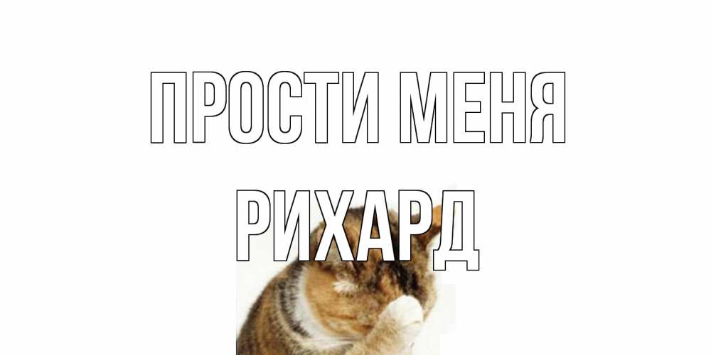 Открытка на каждый день с именем, Рихард Прости меня кот Прикольная открытка с пожеланием онлайн скачать бесплатно 