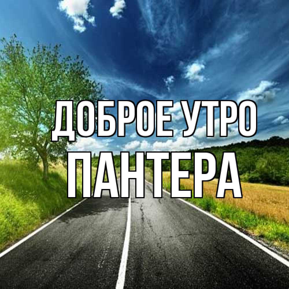 Открытка на каждый день с именем, Пантера Доброе утро дорога и небо Прикольная открытка с пожеланием онлайн скачать бесплатно 