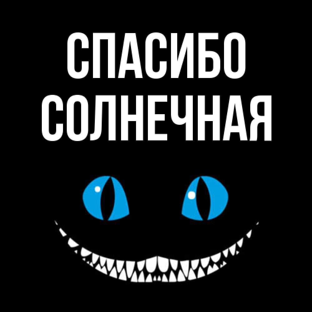 Открытка на каждый день с именем, солнечная Спасибо благодарю от чеширика Прикольная открытка с пожеланием онлайн скачать бесплатно 