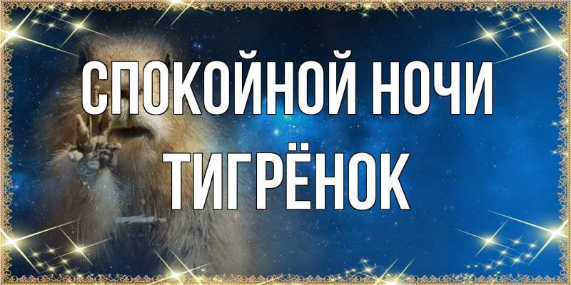 Картинка Спокойной ночи, Тигрёнок