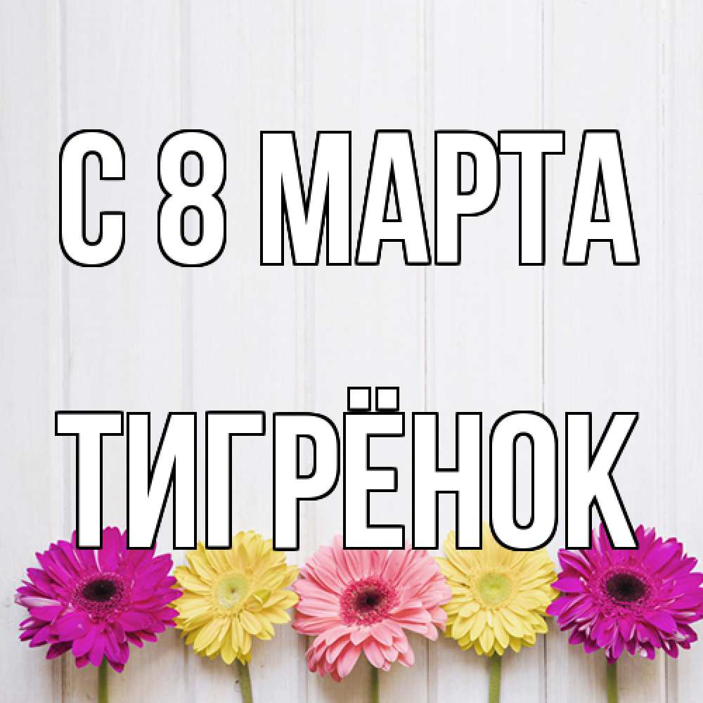 Открытка на каждый день с именем, Тигрёнок C 8 МАРТА женщинам 1 Прикольная открытка с пожеланием онлайн скачать бесплатно 