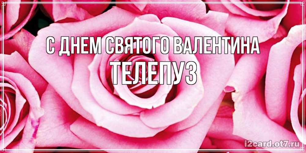 Открытка на каждый день с именем, Телепуз С днем Святого Валентина роза розовая на день Святого Валентина Прикольная открытка с пожеланием онлайн скачать бесплатно 