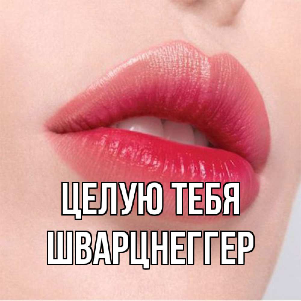 Открытка на каждый день с именем, Шварцнеггер Целую тебя губы зубки и нежная кожа Прикольная открытка с пожеланием онлайн скачать бесплатно 