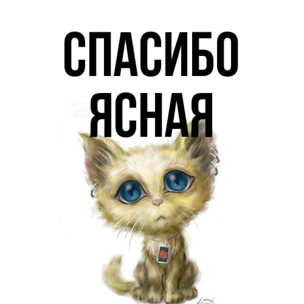 Открытка на каждый день с именем, Ясная Спасибо рисованный кот благодарит вас Прикольная открытка с пожеланием онлайн скачать бесплатно 