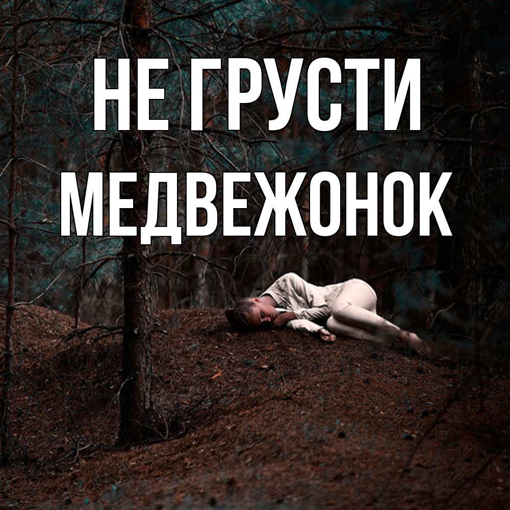 Открытка на каждый день с именем, медвежонок Не грусти лес Прикольная открытка с пожеланием онлайн скачать бесплатно 