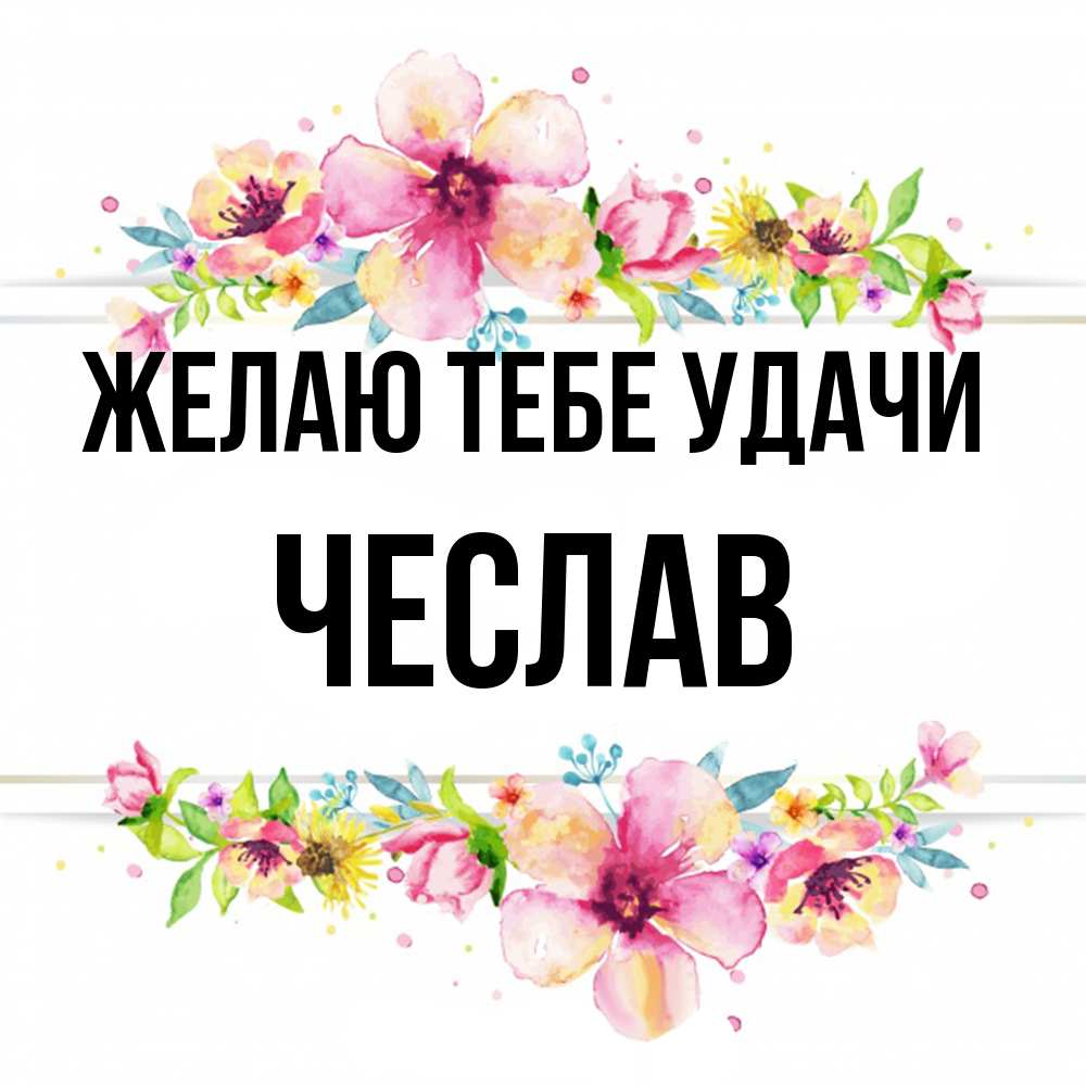 Открытка на каждый день с именем, Чеслав Желаю тебе удачи пусть повезет 1 Прикольная открытка с пожеланием онлайн скачать бесплатно 