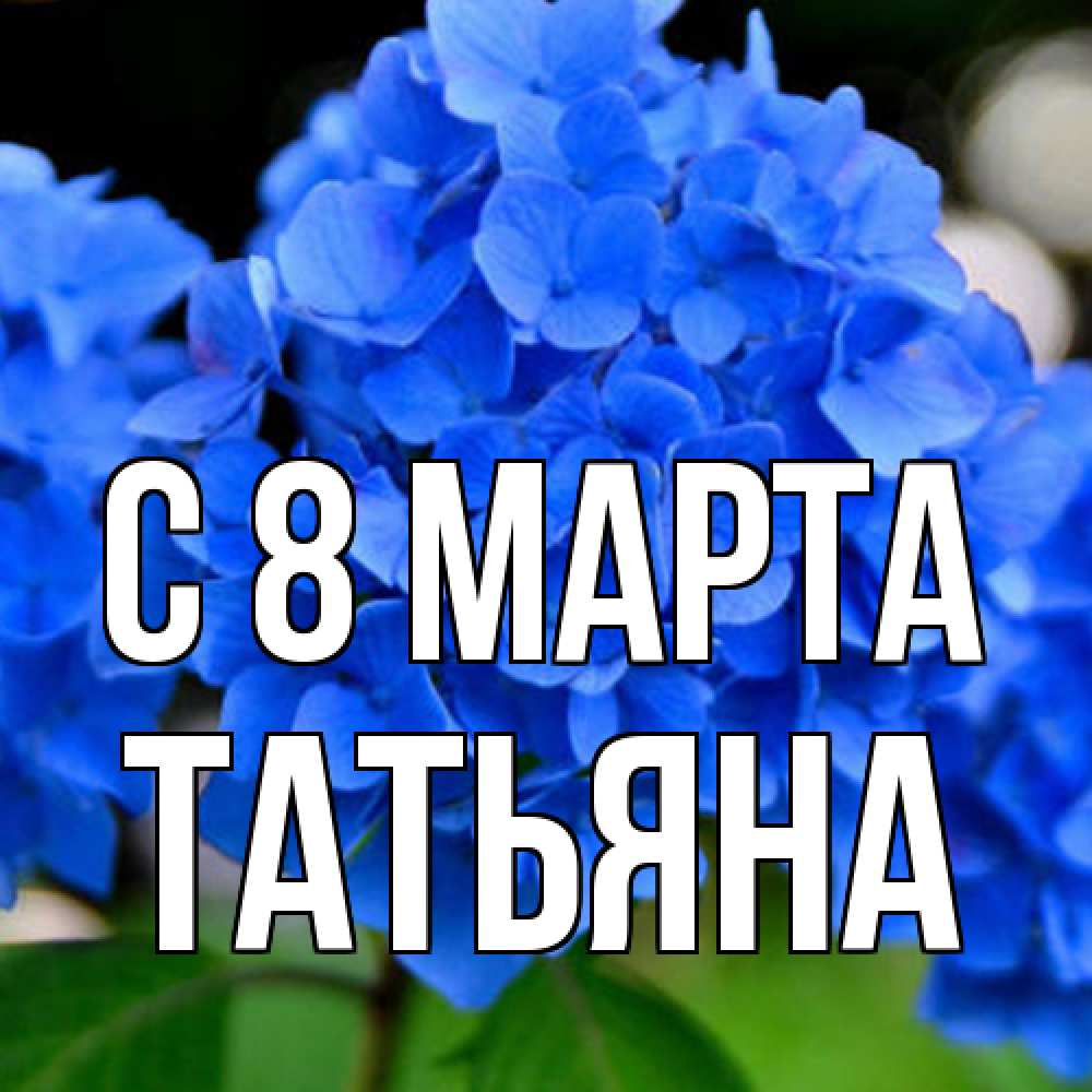Открытка на каждый день с именем, Татьяна C 8 МАРТА синие цветы Прикольная открытка с пожеланием онлайн скачать бесплатно 
