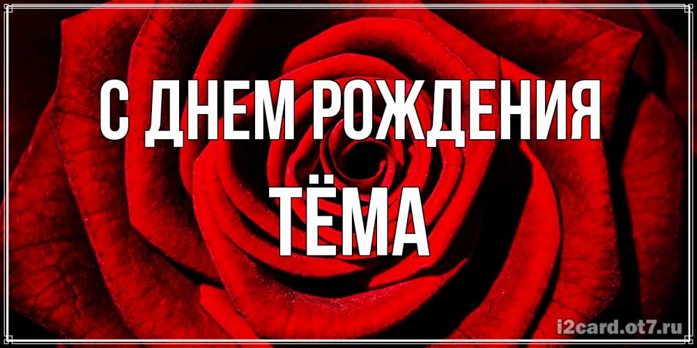 Открытка на каждый день с именем, Тёма С днем рождения алая роза Прикольная открытка с пожеланием онлайн скачать бесплатно 