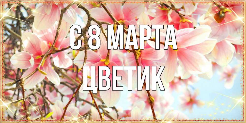 Открытка на каждый день с именем, цветик C 8 МАРТА цветы деревьев на 8 марта Прикольная открытка с пожеланием онлайн скачать бесплатно 