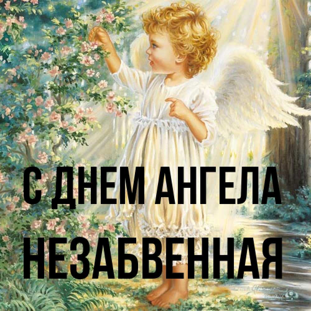 Открытка на каждый день с именем, незабвенная С днем ангела собирает цветы Прикольная открытка с пожеланием онлайн скачать бесплатно 