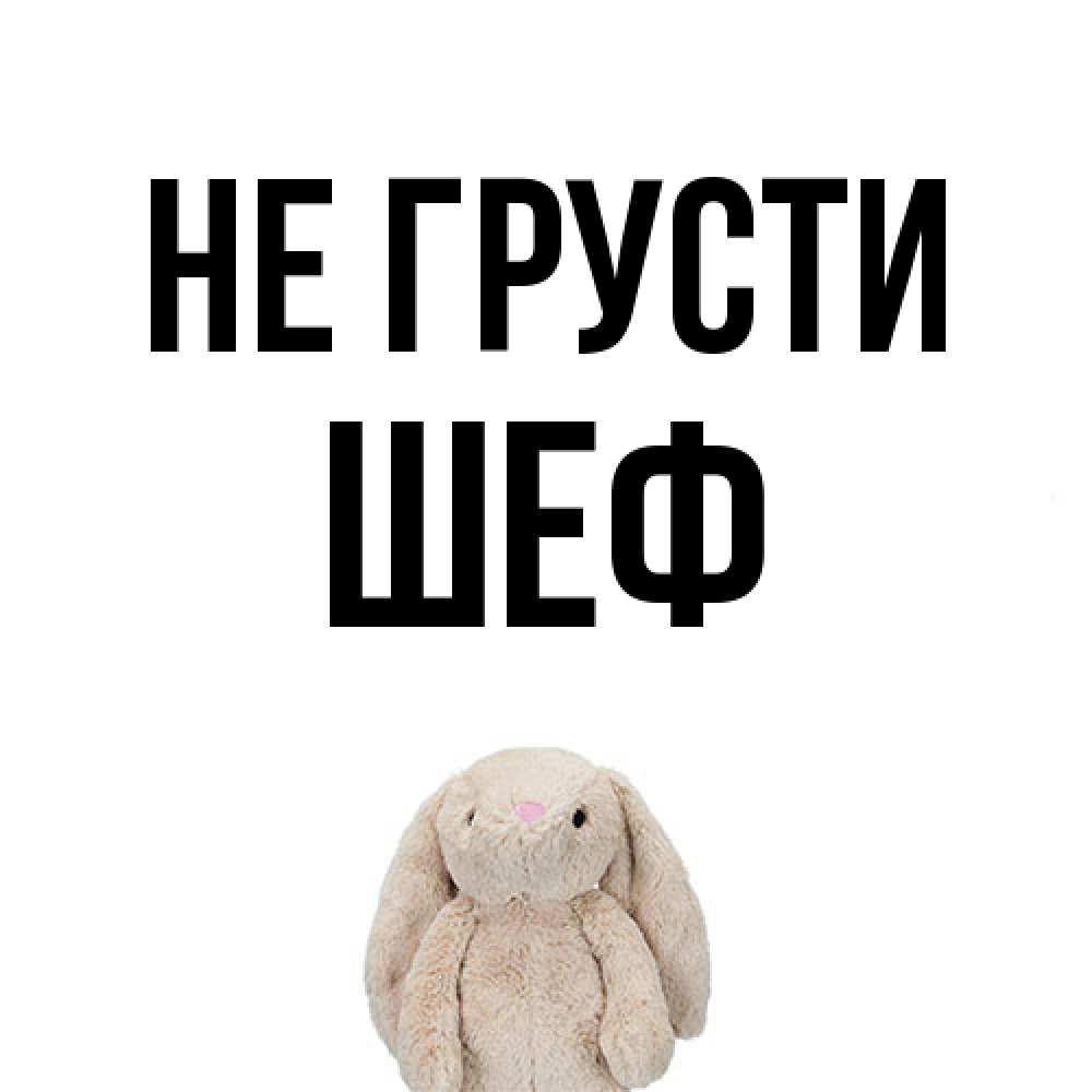 Открытка на каждый день с именем, Шеф Не грусти детская игрушка зайчика Прикольная открытка с пожеланием онлайн скачать бесплатно 
