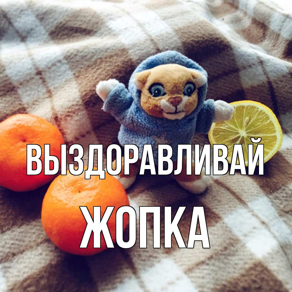 Открытка на каждый день с именем, Жопка Выздоравливай вот тебе апельсинка и лимон Прикольная открытка с пожеланием онлайн скачать бесплатно 