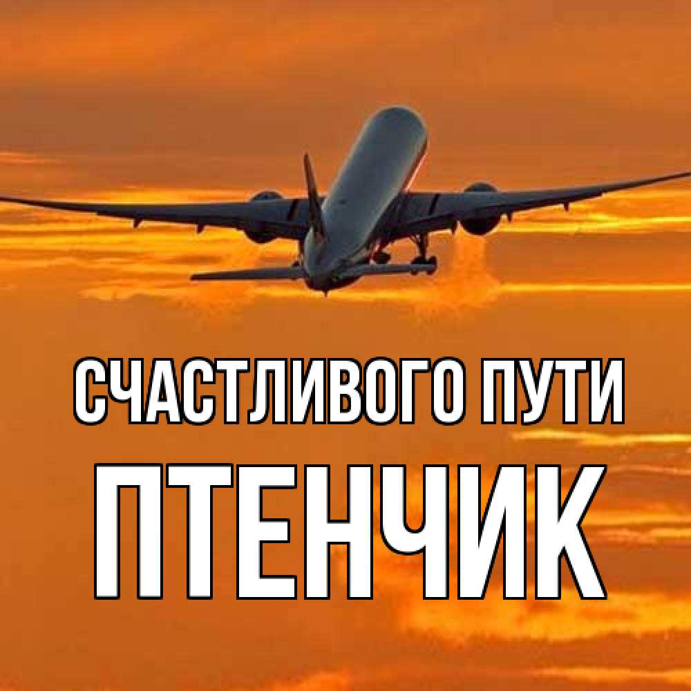 Открытка на каждый день с именем, Птенчик Счастливого пути оранжевое небо Прикольная открытка с пожеланием онлайн скачать бесплатно 