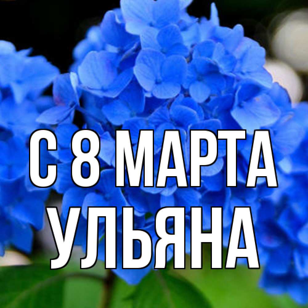 Открытка на каждый день с именем, Ульяна C 8 МАРТА синие цветы Прикольная открытка с пожеланием онлайн скачать бесплатно 