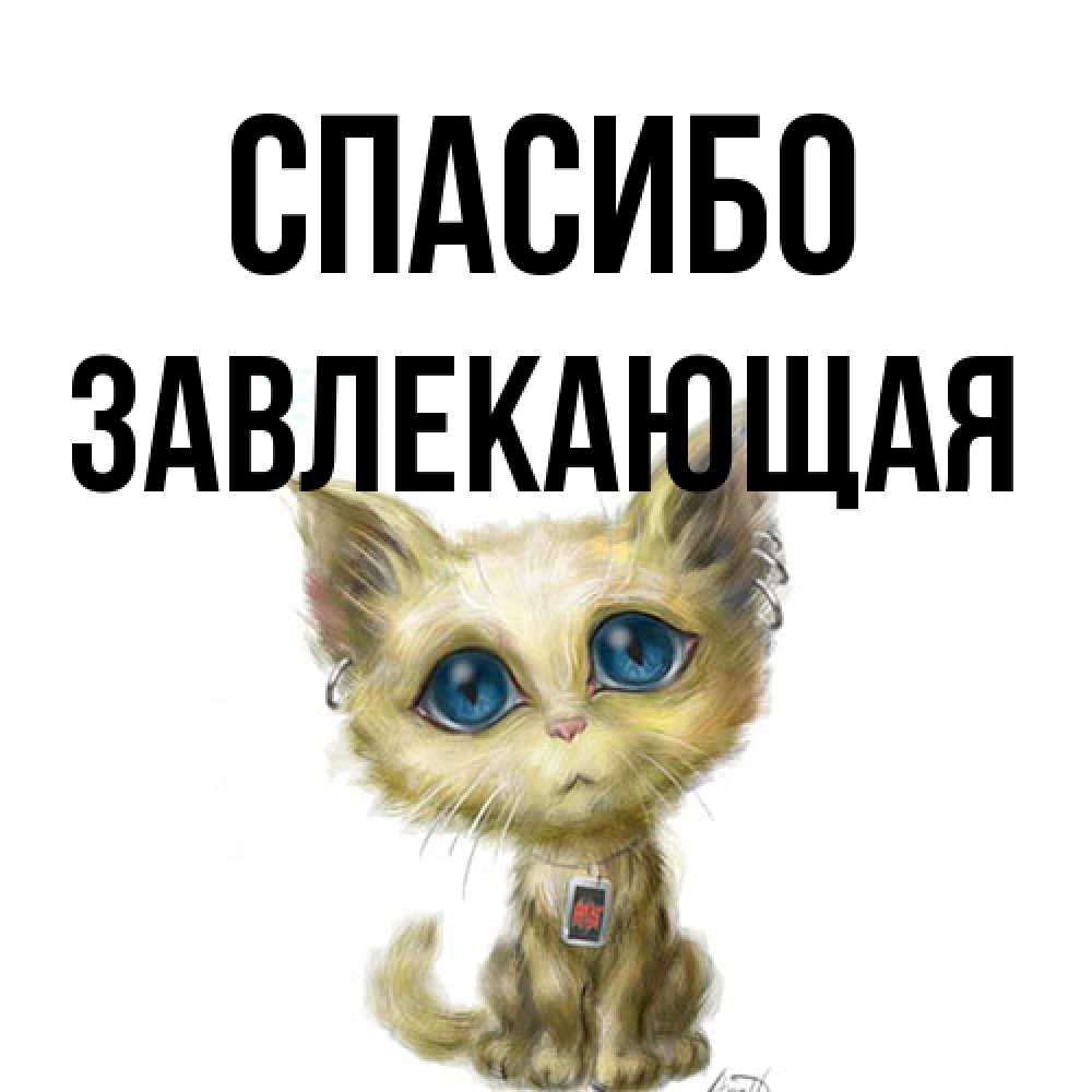 Открытка на каждый день с именем, завлекающая Спасибо рисованный кот благодарит вас Прикольная открытка с пожеланием онлайн скачать бесплатно 