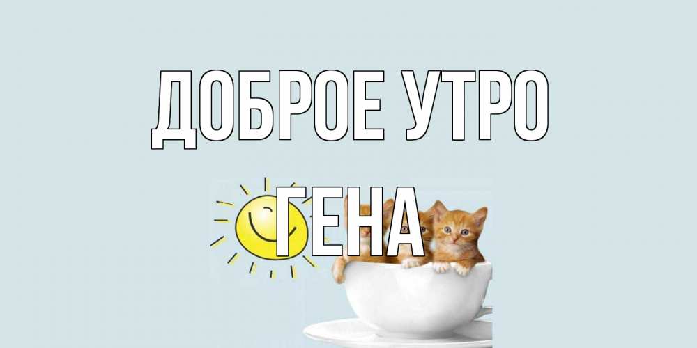 Открытка на каждый день с именем, Гена Доброе утро котята Прикольная открытка с пожеланием онлайн скачать бесплатно 