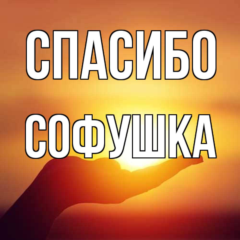 Открытка на каждый день с именем, Софушка Спасибо закат Прикольная открытка с пожеланием онлайн скачать бесплатно 