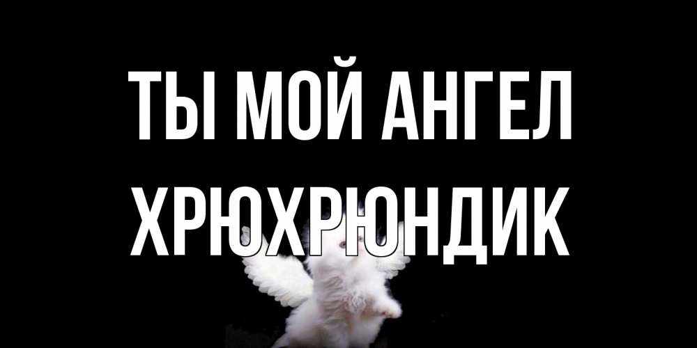 Открытка на каждый день с именем, Хрюхрюндик Ты мой ангел Кот ангел Прикольная открытка с пожеланием онлайн скачать бесплатно 