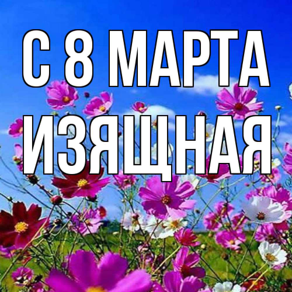Открытка на каждый день с именем, Изящная C 8 МАРТА цветы Прикольная открытка с пожеланием онлайн скачать бесплатно 