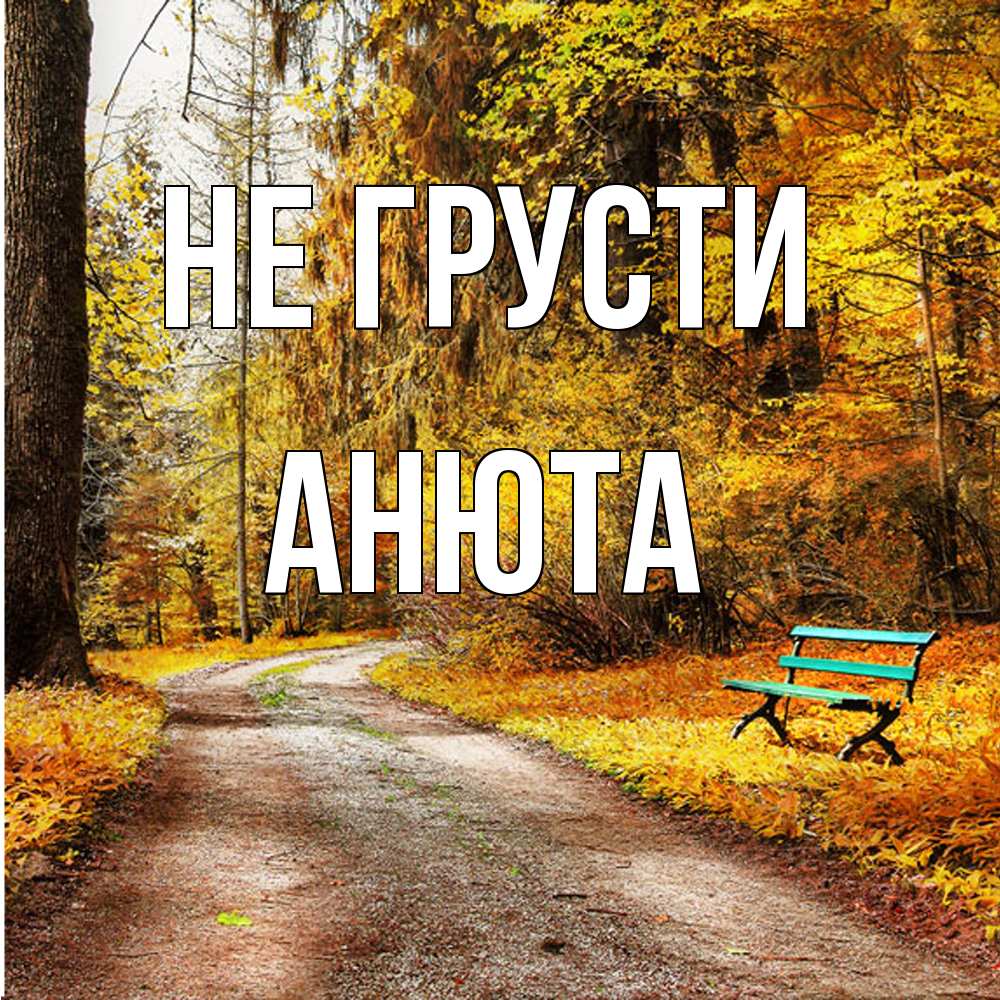 Открытка на каждый день с именем, Анюта Не грусти зеленая лавочка Прикольная открытка с пожеланием онлайн скачать бесплатно 