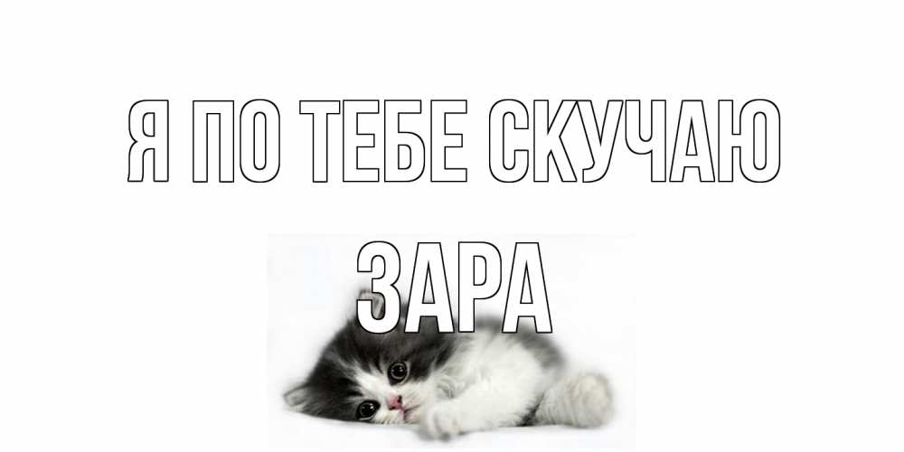 Открытка на каждый день с именем, Зара Я по тебе скучаю кот, скука Прикольная открытка с пожеланием онлайн скачать бесплатно 