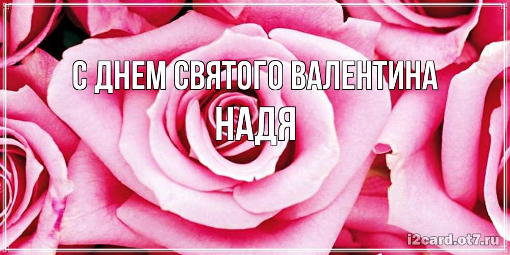 Открытка на каждый день с именем, Надя С днем Святого Валентина роза розовая на день Святого Валентина Прикольная открытка с пожеланием онлайн скачать бесплатно 