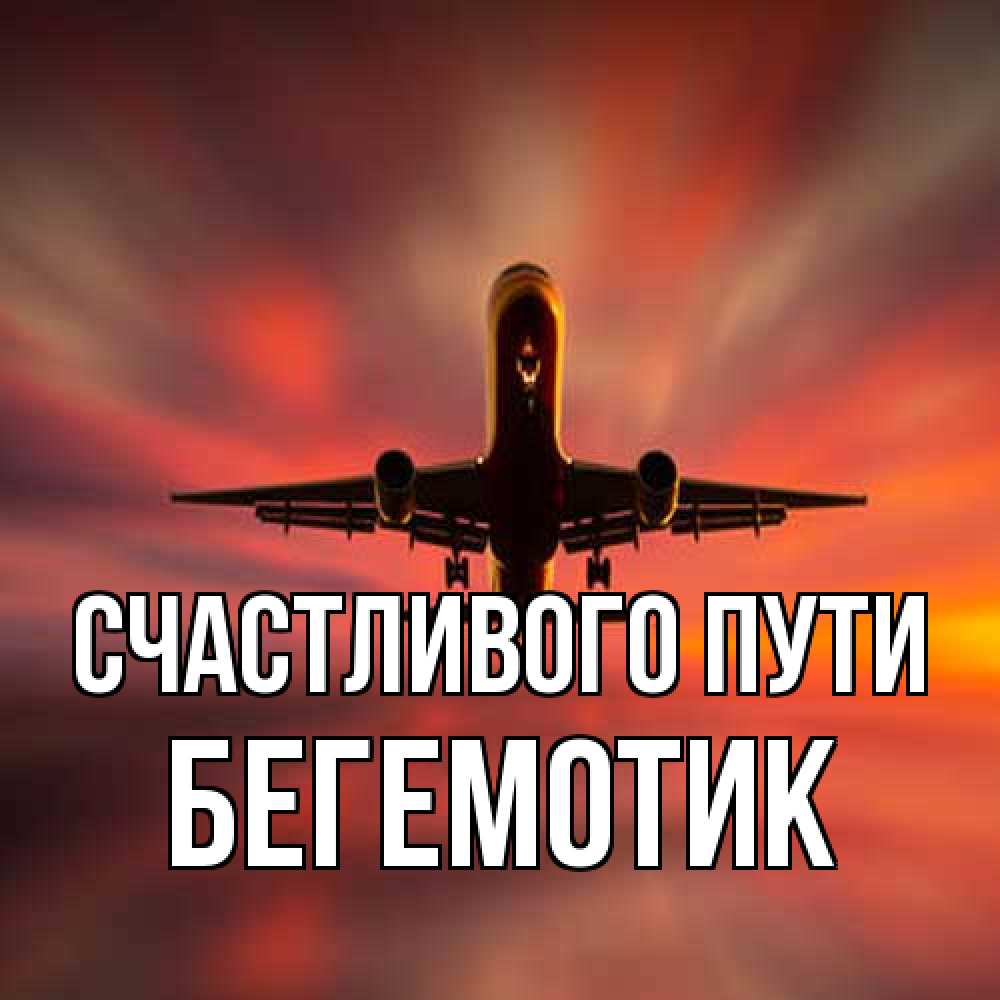 Открытка на каждый день с именем, Бегемотик Счастливого пути самолет набирает высоту Прикольная открытка с пожеланием онлайн скачать бесплатно 