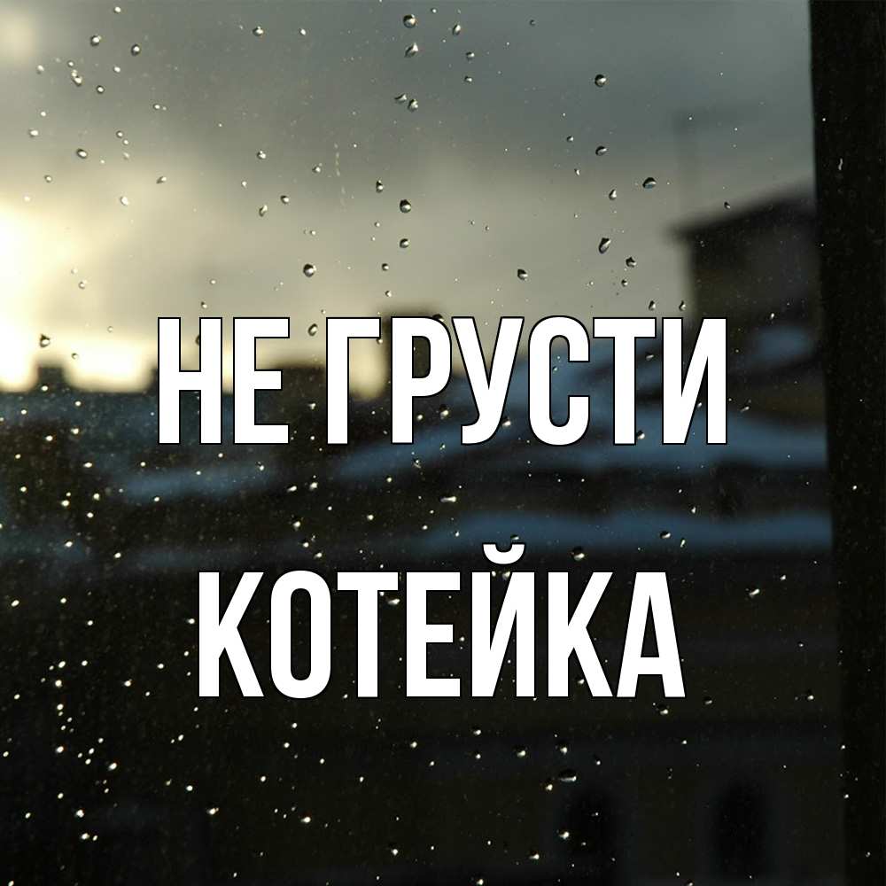 Открытка на каждый день с именем, Котейка Не грусти вид на крыши Прикольная открытка с пожеланием онлайн скачать бесплатно 
