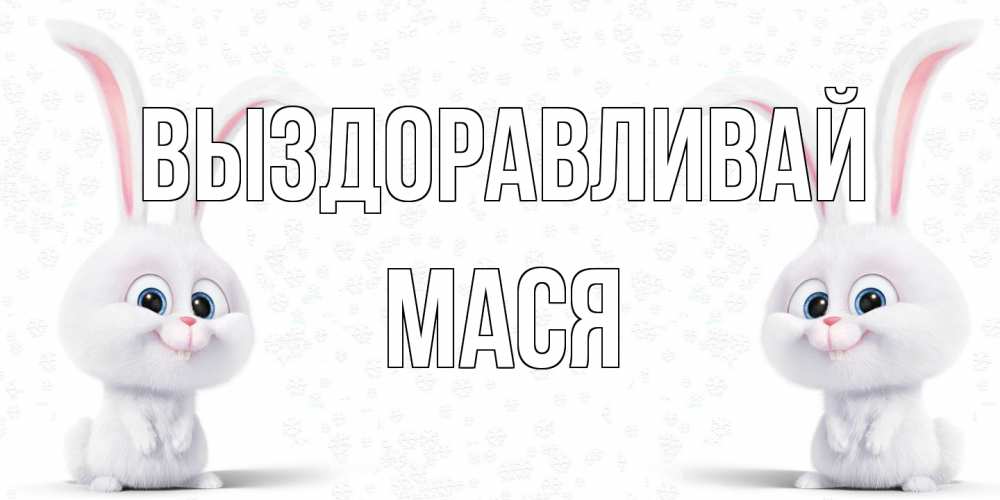 Открытка на каждый день с именем, Мася Выздоравливай не болей с зайцем Прикольная открытка с пожеланием онлайн скачать бесплатно 
