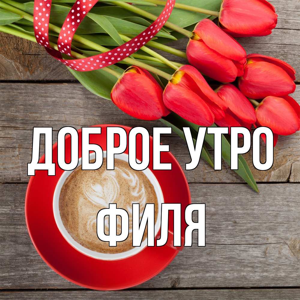 Открытка на каждый день с именем, Филя Доброе утро красное блюдце Прикольная открытка с пожеланием онлайн скачать бесплатно 
