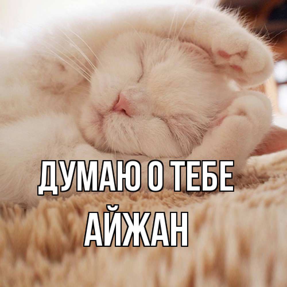 Открытка на каждый день с именем, Айжан Думаю о тебе для любимой девушки милота Прикольная открытка с пожеланием онлайн скачать бесплатно 