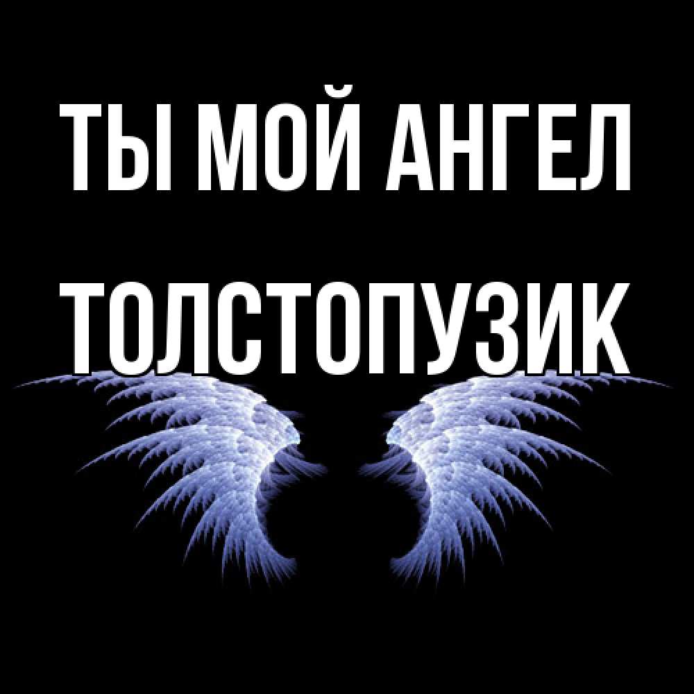 Открытка на каждый день с именем, Толстопузик Ты мой ангел ангельские крылья на черном фоне Прикольная открытка с пожеланием онлайн скачать бесплатно 