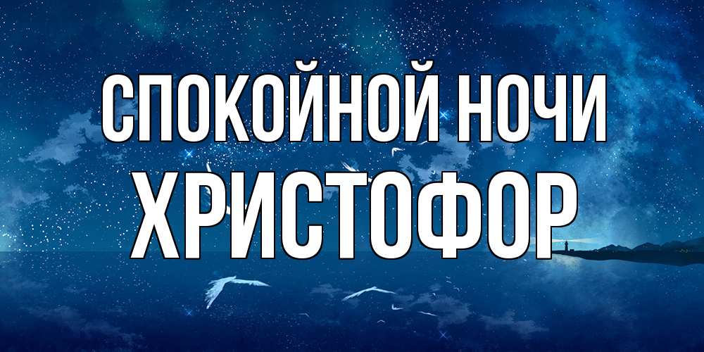 Открытка на каждый день с именем, Христофор Спокойной ночи птицы летят на фоне ночного неба Прикольная открытка с пожеланием онлайн скачать бесплатно 